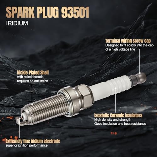 Image of Iridium Spark Plug 93501 4 Pack for Honda Civic | Fits Honda Civic /Accord /CR-V /Fit; CX-3 /CX-5 /MX-5 Miata; iA /iQ /xD; Forester /Impreza /Legacy /Outback; Corolla /Matrix /Prius /Yaris