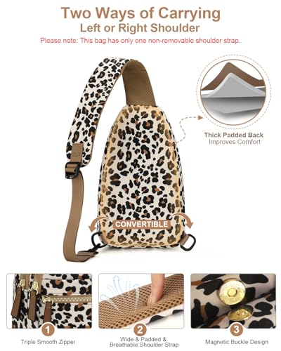 Image of Capolo Sling Bag for Women Men Waterproof Crossbody Bags for Women Trendy Casual Fanny Pack with Convertible Shoulder Strap Chest Bag for Travel Hiking(Leopard, Medium)