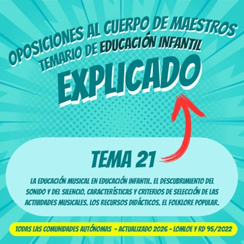 TEMA 21 OPOSICIONES EDUCACI&Oacute;N INFANTIL 2026 (LOMLOE Y RD95/2022) - La educaci&oacute;n musical en Educaci&oacute;n Infantil. El descubrimiento del sonido y del silencio. Caracter&iacute;sticas y criterios de selecci&oacute;n.