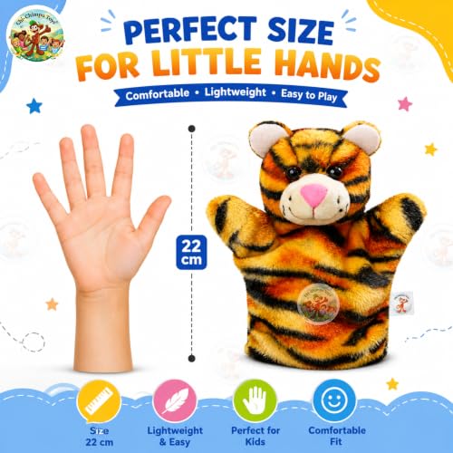 Image of Tiger Puppet Soft Hand Puppet for Kids Role Play Storytelling Educational Toy