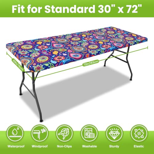 Smiry Spandex Printed 6FT Rectangle Table Cloth, Elastic Fitted Table Cover by Smiry - Used condition - Image 7
