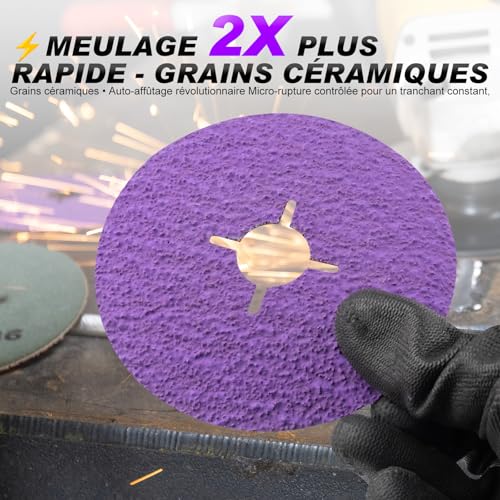 25 x Faserscheiben, 115 mm, Schleifpapier, Körnung 60, für Winkelschleifer, Keramik, Schleifscheiben aus Papier