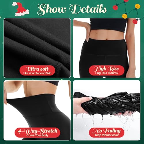 High Waisted Leggings for Women - No See Through Tummy Control Cycling Workout Yoga Pants with Pockets Reg & Plus