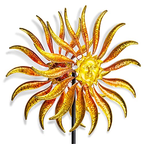 Fawgold 75 Inches Sun Wind Spinner 360 Degrees Lawn Spinners With Mtionetal Stake For Garden Patio Yard Decoration #TOP1