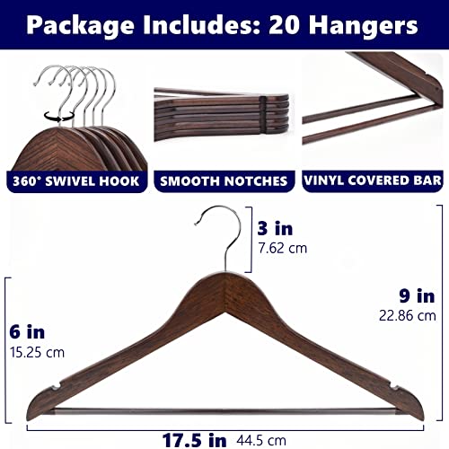 Amber-Home-20-Pack-Vintage-Wooden-Coat-Hangers-Walunt-Wood-Suit-Hangers-with-Non-Slip-Pant-Bar-Clothes-Hangers-for-Shirts-Jackets-Dress-Pant-Retro-20