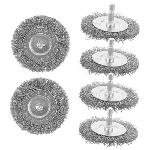 ULTECHNOVO 6 cepillos de acero para taladro de rueda de acero para pelado y pulido, accesorios resistentes para limpieza eficiente