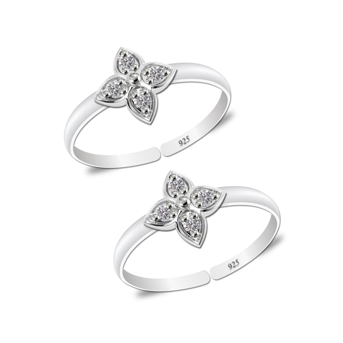 Styleejewel Sterling Silver Toe Rings For Women | Toe Rings Silver Pure | 925 Sterling Silver Toe Ring | Toe Rings For Women Silver Pure | Bichiya For Women Stylish | Bichiya Set For Women Chandi | 8 White CZ Stone | 3.25 Grams (B0BT4YK2BH) Amazon Price History, Amazon Price Tracker