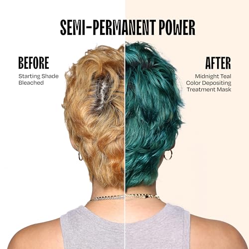 Image of Overtone Semi Permanent Hair Color Conditioner, Midnight Teal, 8 oz, Nourishing, Damage-Free, Color Depositing Mask for All Hair Types with Shea Butter & Coconut Oil, Vegan & Cruelty-Free