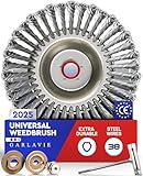 GARLAVIE Steel Wire Strimmer Head for Garden Lawn Mower 8'' / 20.3 cm - Universal Strimmer Wire Brush Head Attachment Replacement - Wire Brush Strimmer Head for Effective Moss Removal