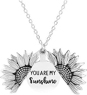 Mum Gift,Sunflower Locket Necklace You are My Sunshine Engraved Chain Necklace for Women Girls with Nice Gift Box Mtohers Day Gift for Mum