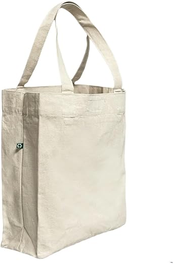 TBF Recycled Heavy Duty Plain Reusable Wholesale Blank Canvas Tote Bags in Bulk 13" W x 15" H x 5" D