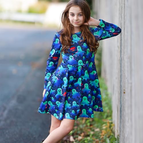 Funnycokid Butterflies Girls Dress Kids Winter Mermaid Long Sleeve Dresses Birthday Swing Outfit 4-13 Years3