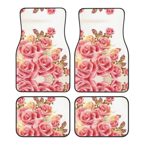 Tapis de sol voiture anti-saleté motif roses pour préserver et décorer l'habitacle