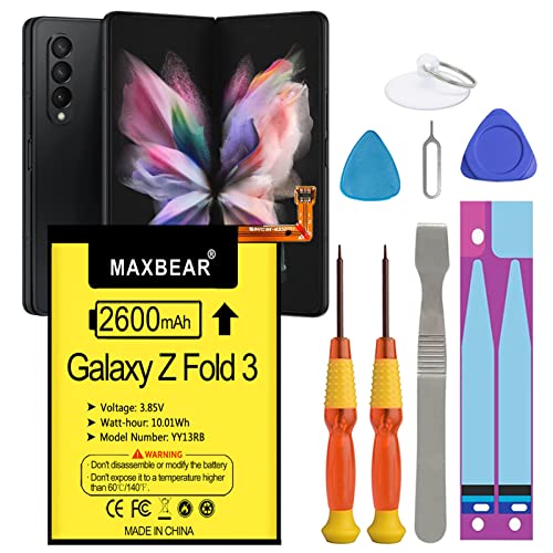 Galaxy Z Fold 3 Battery, Upgraded MAXBEAR 2600mAh 3.85V Replacement Battery EB-BF926ABY Compatible with Galaxy Z Fold 3 5G F926U SM-F926 SM-F926U with Repair Tool Kit