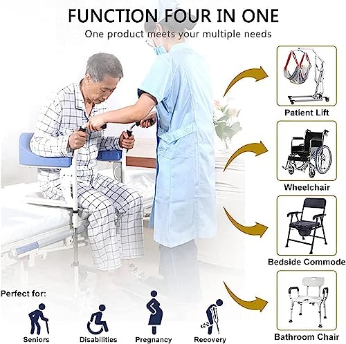 Patiëntlift Rolstoel Verpleeghulp Medische Full Body Transfer Shifter Nachtkastje met 180° gedeelde stoel Douchestoel - Afbeelding 5