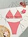 BEAUDRM Women's 2 Piece Gingham Bikini Set Cute Triangle Thong Bikini Halter String Bathing Suit High Cut Cheeky Swimsuit Red and White Small