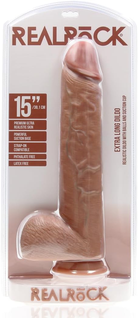 RealRock Extra Long 15in Dil w/Balls Tan REA165TAN