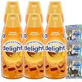 Candy Freezer International-Delight Liquid Coffee Creamer.- Six (6) 32 fl oz Bottles of Creamy Smooth Delightful Coffee Creamer and 3 (1 oz) Freeze Dried Ice Cream Bites (CASE - Caramel Macchiato)