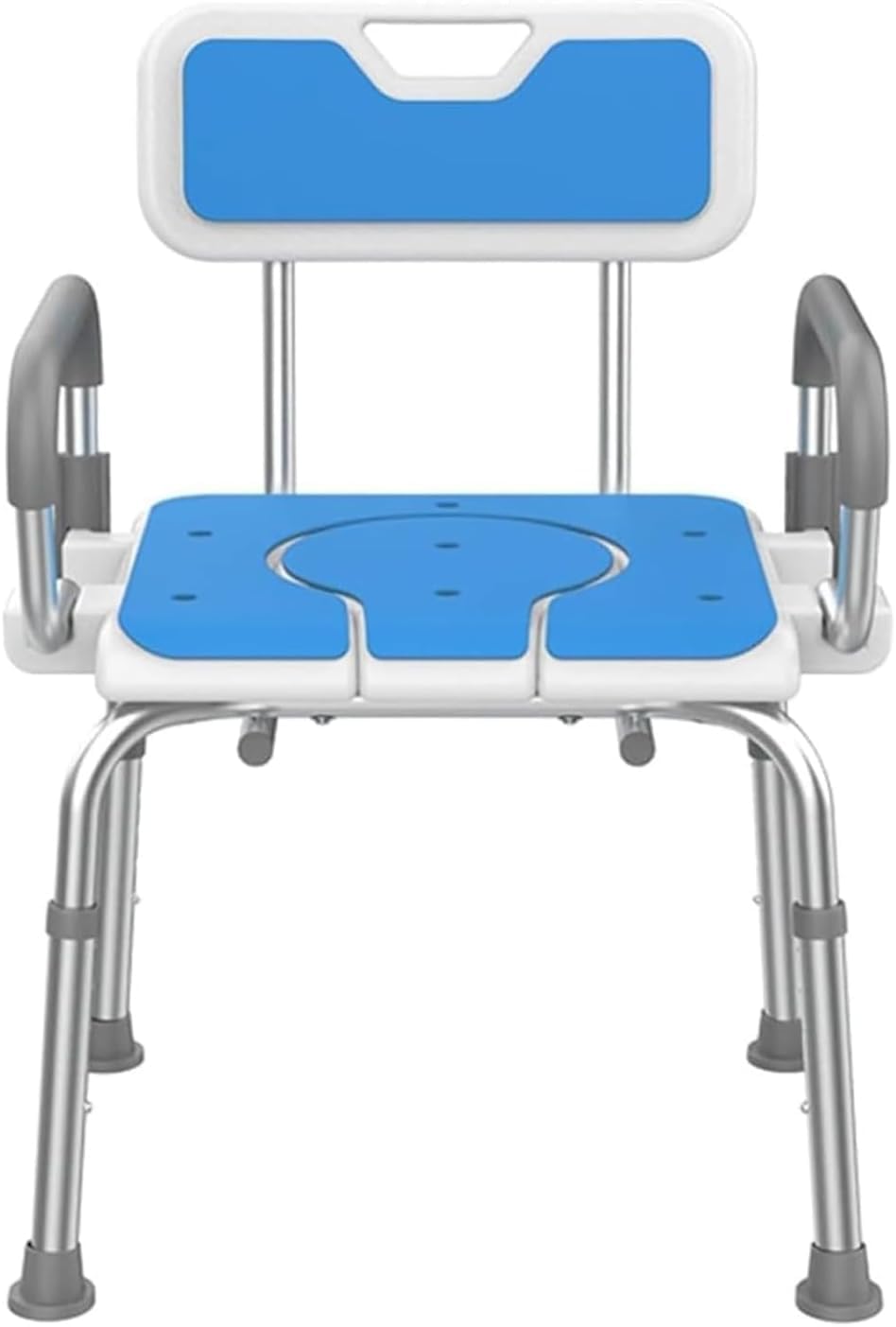 Silla de Inodoro con Inodoro, Silla de Ruedas Plegable for Ducha, Taburete de baño Ajustable en Altura 5 for Personas Mayores, discapacitados, discapacitados y Embarazadas(Blue)