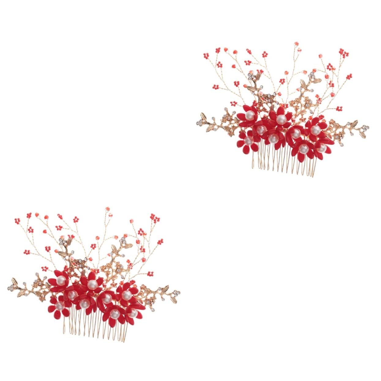 Baluue 2stücke Handgemachter Perlen-haarkamm Für Brautkopfschmuck Blumenform Haar-accessoire Für Hochzeiten Und Besondere Anlässe