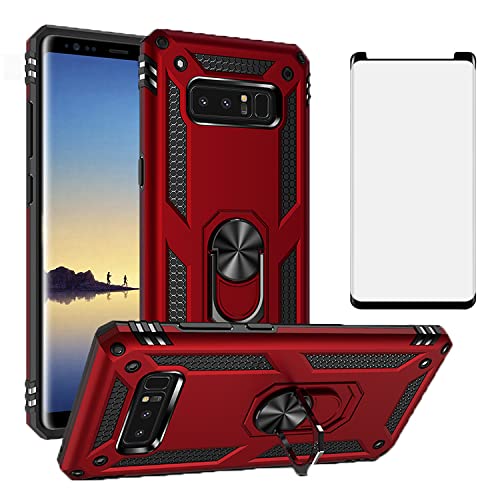 Phone Case for Samsung Galaxy Note with Tempered Glass Screen Protector  Cover Magnetic Stand Ring Holder Accessories Heavy Duty Rugged Protective