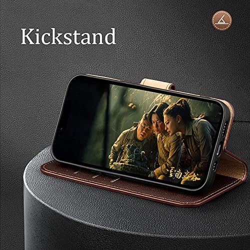 Étui en cuir véritable pour iPhone 13 Pro Max marron - 4