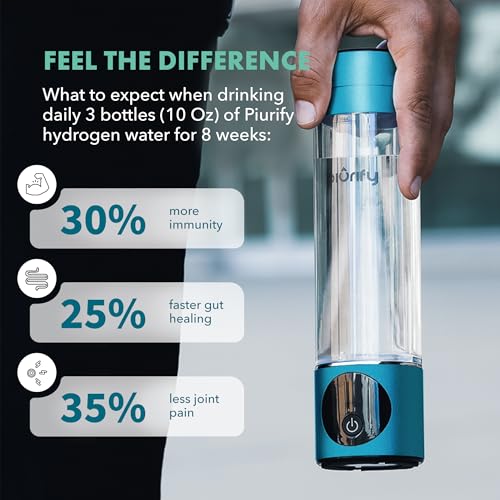 Image of PIURIFY Hydrogen Water Bottle Generator | 6300+ PPB in 3 Cycles | 10 oz | Extended Warranty | USA Certified | SPE /PEM Tech | Portable | Turquoise