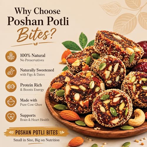 Image of POSHAN POTLI Anjeer and Date Bites 250 gm | Fig Nuts Bites Packed with Nuts and Seeds | Rich in Protein and Energy Naturally Sweet in Fresh | Diabetic-friendly and Healthy Snack