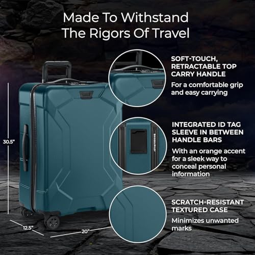 Image of Briggs & Riley 30 Inch Large Checked Luggage - Extra Capacity Hard Shell Heavy Duty Travel Suitcase 360 Degree Spinner Wheels - TSA Lock - Integrated Garment Compartment - Torq Collection - Ocean