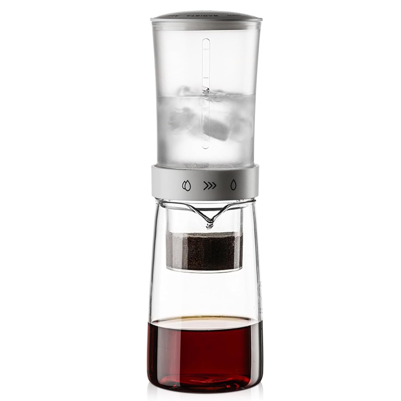 Filterkaffeemaschine Für Eiskaffee, 450 Ml, Mit Edelstahlfilter (304), 500-mesh-hochleistungsfilter, Brühverfahren Mit Konstantem Druck, Für Café, Zuhause Und Büro White