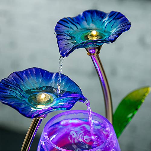 Crapelles Tabletop Water Feature Blue Lotus Fountain Waterfall Cascade Indoor Decoration Aquarium Zen Relaxesion Humidifier Meditation thumb #1