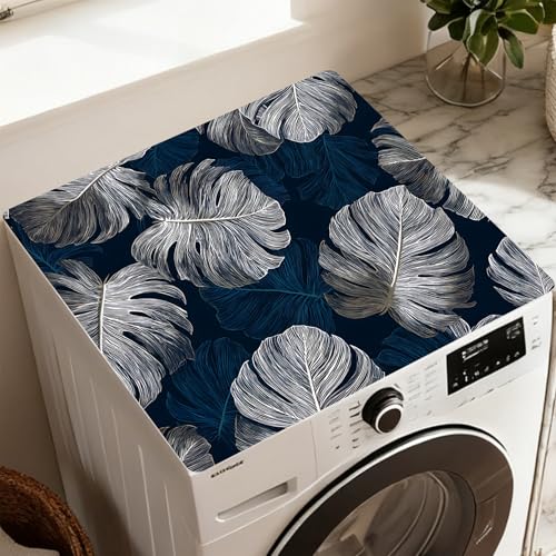 Image of Washer Dryer Top Cover Mat, Non-Slip Laundry Room Decor, Laundry Room Kitchen Appliance Decor Protector Universal 23.6 inchx19.7 inch (Leaf 3)