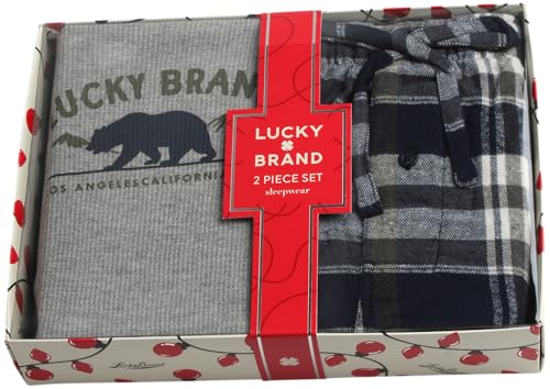 Lucky Brand Men's Pajama Set - 2 Piece Long Sleeve Waffle Knit Top and Flannel Fleece Thermal Pants - Cozy Men's Base Layers2