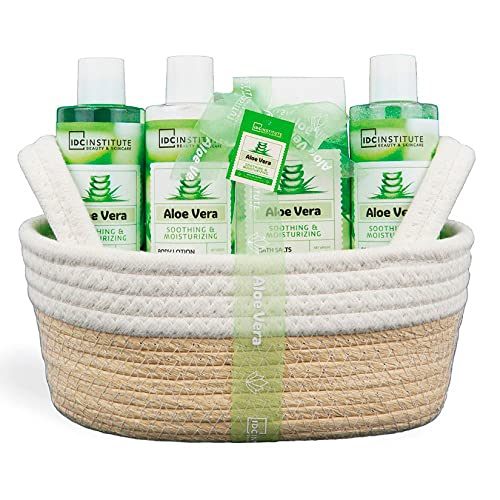 Set cosmética aloe vera 4 piezas coffret soin corps et visage dimensions 26x22x10 cm