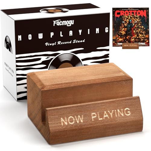 Facmogu Vinyl Record Holder Display Stand, Now Playing Vinyl Record Holder, Wood Album Storage Rack, Wooden Vinyls Records Storage Organizer, LP Holders Rack, Gifts for Vinyls Lovers/ Record Collector