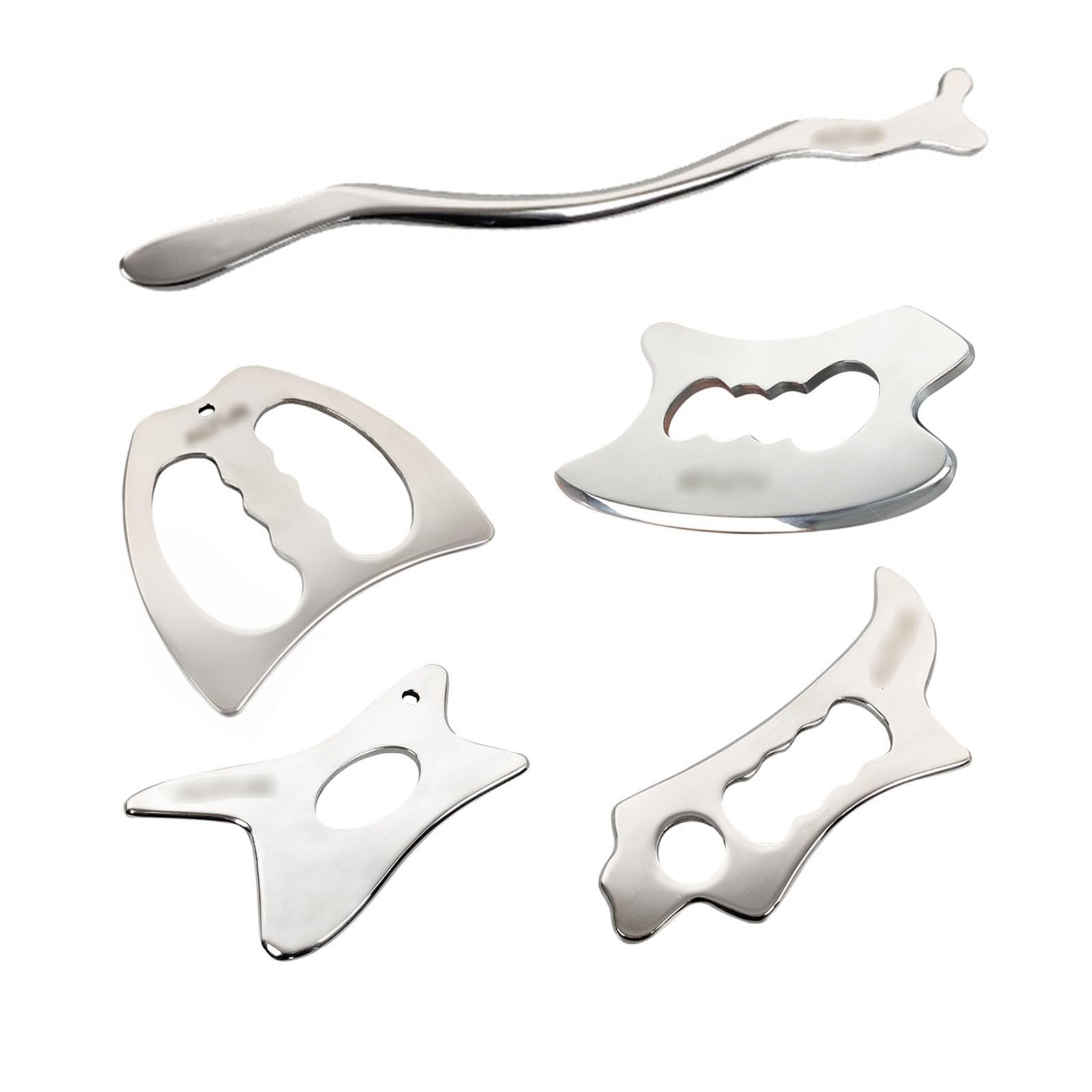 5-częściowy zestaw narzędzi do masażu Gua-Sha ze stali nierdzewnej, skrobak mięśni, narzędzie do fizjoterapii pleców, nóg, ramion, karku (5 szt.)