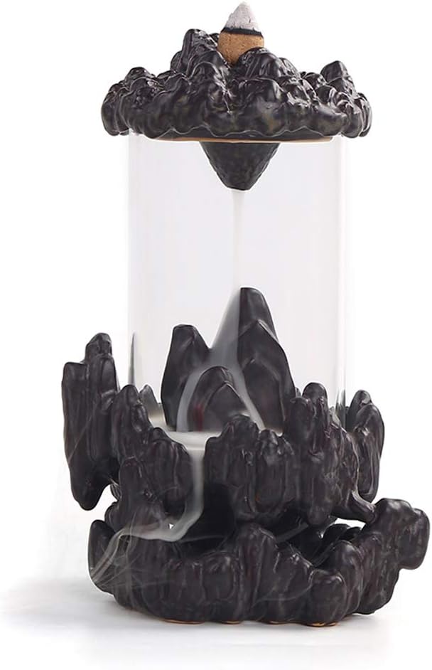 Buddha Backflow Incense Burner Glass Cover Indoor Windproof Personality (Size : 18cm)