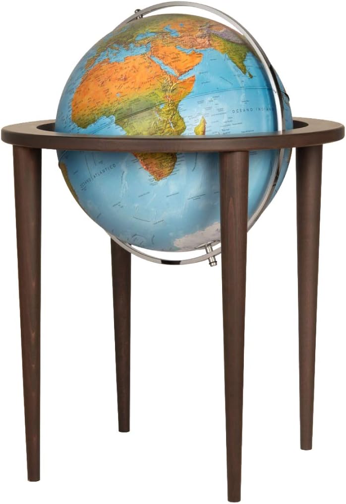 Waypoint Geographic Normandy Globe, 16” Decorative Standing Floor World Globe, 4-Leg Stand, Multi-Directional Mounting, For Home, Library, or Office Decor, Blue