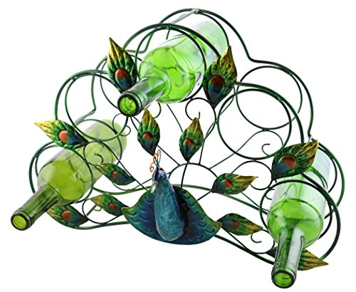 Metal Peacock Wine Bottle Rack Display Holder