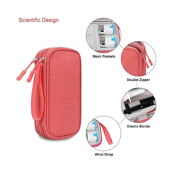 Elonbo Diabetic Supplies Storage Bag, Portable Glucose Meter Carrying Case, Insulin Pen and Medication Travel Case for Glucose Meters, Insulin Pen, Test Strips, Lancets, Syringe, Small Ice Pack, Pink