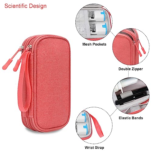 Image of Elonbo Diabetic Supplies Storage Bag, Portable Glucose Meter Carrying Case, Insulin Pen and Medication Travel Case for Glucose Meters, Insulin Pen, Test Strips, Lancets, Syringe, Small Ice Pack, Pink