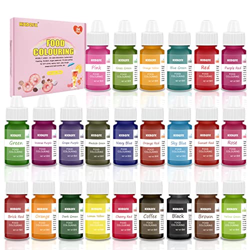 Colorante alimentario 24 colores, Colorante Alimentario Alta Concentración Liquid Set para Colorear los Bebidas Pasteles Galletas Macaron Fondant(6ml)