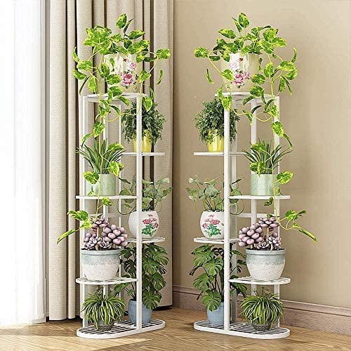 Image of Multi-Tiered Metal Flower Pot Stand - Indoor 6 Layer 7 Tier Iron Plant Pot Display Rack Plant Pot Holder Tall Plant Flower Shelf for Living Room Balcony Living room & Court Garden