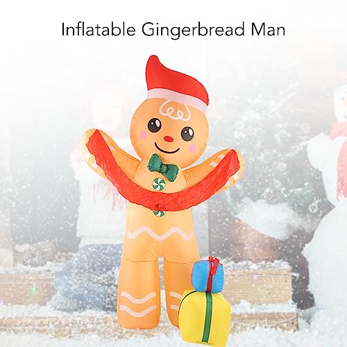 Moda LED Iluminado Gingerbread Man Decoração Inflável Multifuncional, Material Durável, Iluminação B