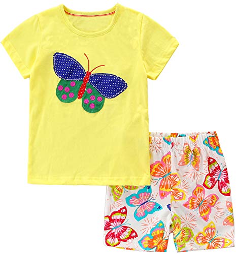 Image of Bumeex Toddler Girls Summer Outfit Cotton Top and Shorts Clothing Set
