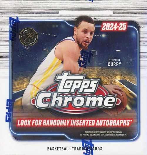 2024/25 Topps Chrome Basketball EXCLUSIVE HUGE Factory Sealed 42 Card MEGA Box with (10) BLUE REFRACTORS! Look for RC and Autos of Stephon Castle Zaccharie Risacher Isaiah Collier Zach Edey & More