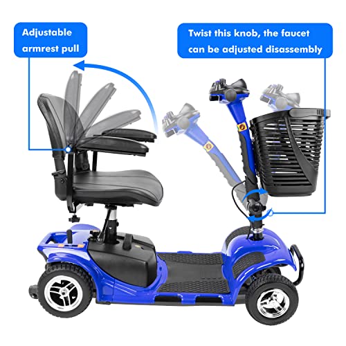 Furgle 4 Wheel Mobility Scooter Electric Power Mobile Wheelchair For Seniors Adult - Collapsible And Compact Duty Travel Scooter W/Basket And Long Range Power Extended Battery #TOP5