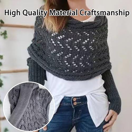 Knitted Scarf with Sleeves for Women, Multifunctional Scarf with Sleeves, Scarf with Sleeves Crochet Pattern3