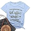 Fanfly Mom Coffee Wine Shirt Women Short Sleeve Funny Graphic Casual Summer Tunic Tops