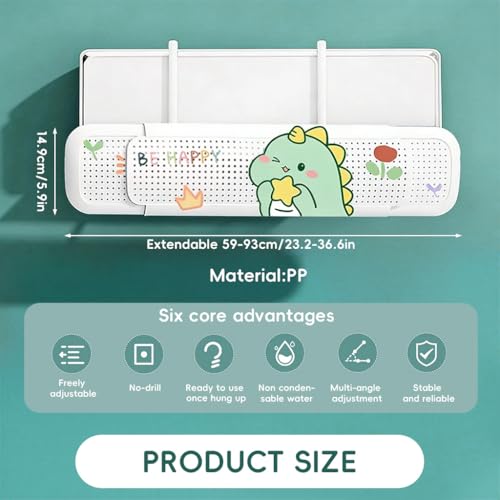 Image of HASTHIP Plastic Air Conditioner Deflector - Retractable Wind Deflector Adjustable Angle Design Universal Hanging Air Conditioner Wind for Room Bedroom Office